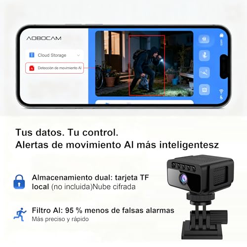 AOBOCAM Cámara Espía 4K Mini WiFi Interior/Exterior - Cámara Espía Oculta con Vision Nocturna/Detección de Movimiento, 2.4GHz, App Móvil (iOS/Android)，Casa/Oficina/Coche - imagen 6