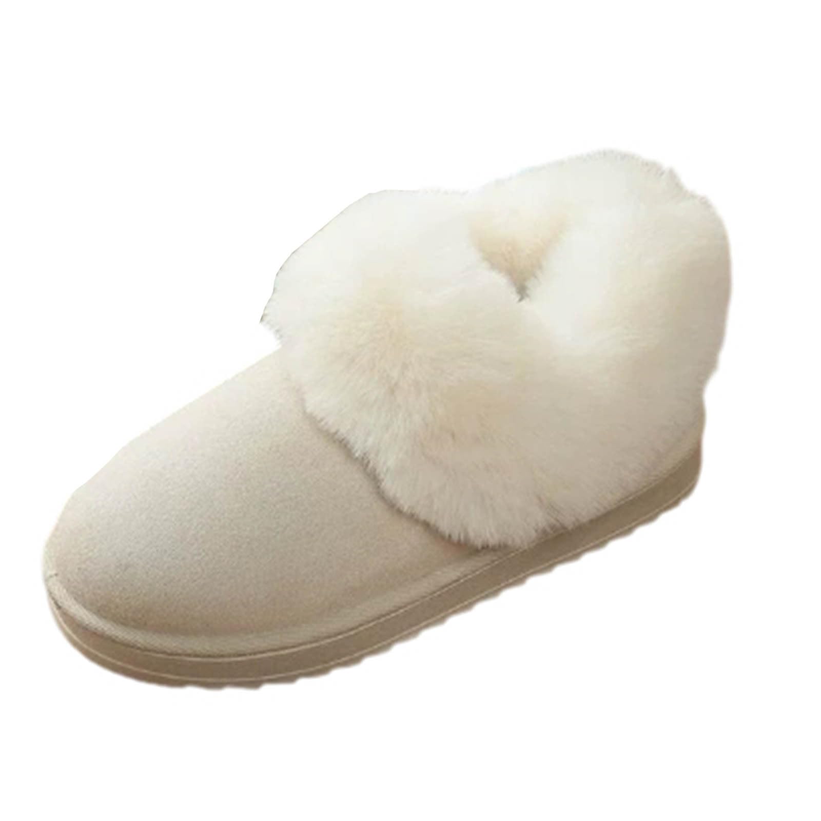 Cute Snow Boots for Women Winter Warm Fleece Ankle Booties Plush Trim Slip On Footwear Lightweight Hiking Indoor