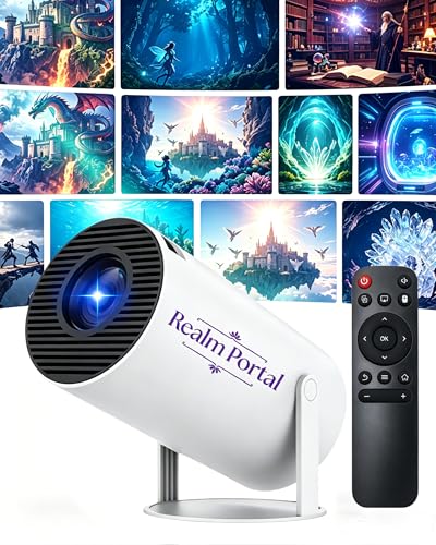 Window Projector 4K Fantasy Projector Instant Magical Ambience with Pre-Installed Apps 210 Rotation 15 Auto Correction Indoor & Outdoor Movie Night (White)