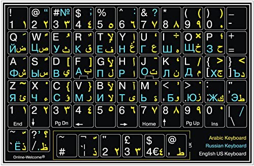 Pegatinas para teclado árabe-ruso-inglés negras miniatura 2