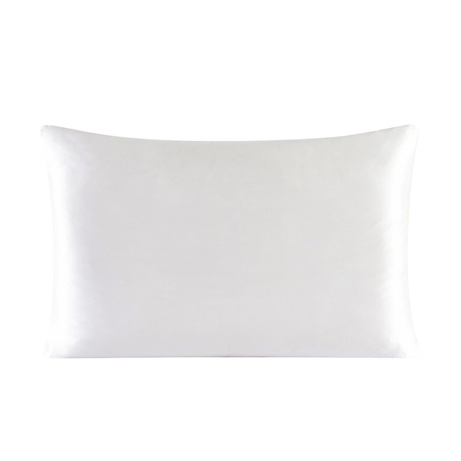 1PC Zipper Pillowcase with Matched Hair Scrunchie Both Sides Mulberry Silk for Bedding(White,40x60 cm)