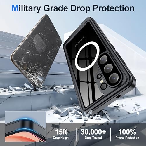 Image of ANTSHARE IP68 Waterproof Case for Samsung Galaxy S26 Ultra [2026] - MagSafe Compatible, Built-in Screen /Lens Protector - Shockproof Full Body Protection for Swimming /Outdoor, Pink /Clear