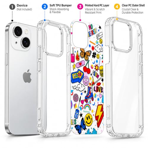 Image of SQUIF for iPhone 15 Back Case Cover Silicone Transparent Soft Design Art Printed | Camera Bump Protection (Multicolor)