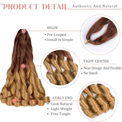 WoWCFyyds 8 Packs French Curl Braiding Hair 24 Inch Loose Wave Spiral curly braiding hair extensions 75g/Pack Soft French Curls Synthetic Hair Extensions for Braiding(30/27#) - Image 3