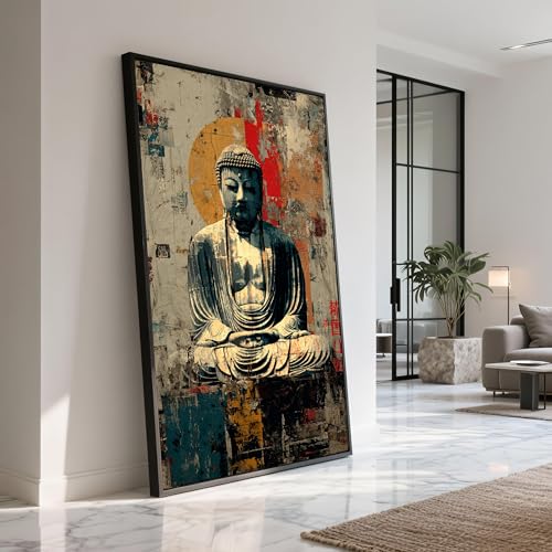 Tableau sur toile Bouddha zen 50x90 cm avec cadre intérieur en bois