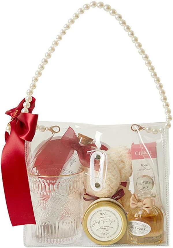 Clear Gift Wrap Bag with Pearls Handles(2pcs, 7.9 X 7.1 X 4'')Heavy Duty Plastic Waterproof Gift Packing Bag for Party, Reusable Merchandise Retail Transparent PVC Shopping Tote Bags for Package Candy - Image 6