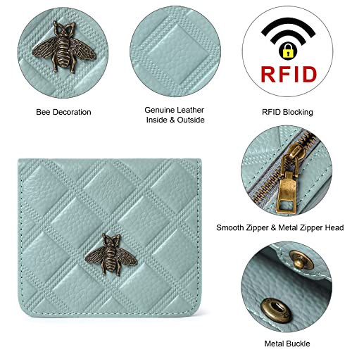 Image of Womens Wallet RFID Blocking Small Compact Bifold Genuine Leather Pocket Wallet Mini Wallets for Women Ladies Purse