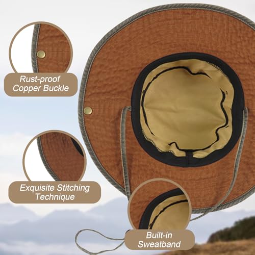 Image of Bucket Hat Wide Brim UV Protection Sun Hat Boonie Hats Fishing Hiking Safari Outdoor Hats for Men and Women