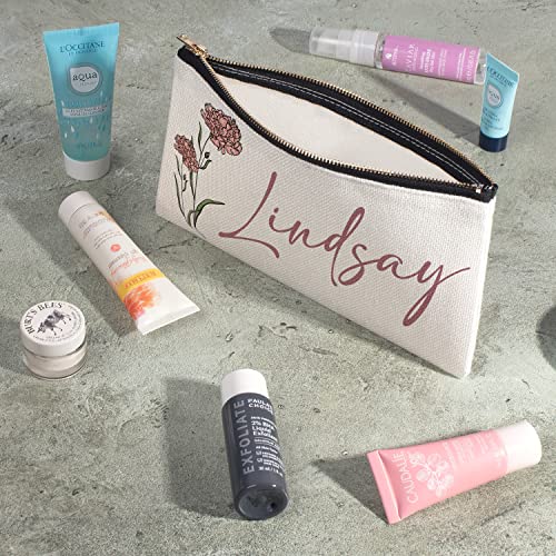 Personalized Personalized Makeup Bag For Woman, With Name And Birth Flower, Travel Makeup Pouch, Cosmetic Bag, Makeup Pouch, Toiletry Bag, Makeup Bags For Women And Girls (Large - 9.5X6) #TOP3