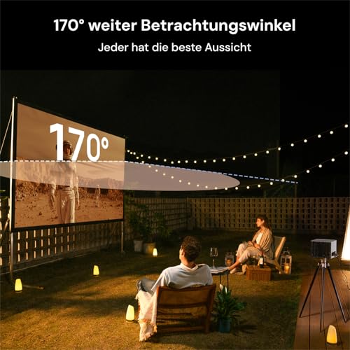 Valerion 120 Zoll Tragbare 4K/8K Outdoor-Leinwand mit Ständer, 3-lagiges mattweißes PVC, 16:9 Format, 1.3 Gain, faltbar, Anti-Falten, windstabil, inkl. Tragetasche