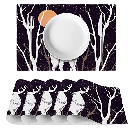 Set de table lavable pour protéger des taches et plats chauds motif cerf - 3