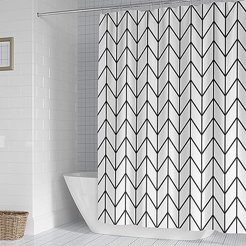 Rideau de douche géométrique en tissu polyester motif géographie marine