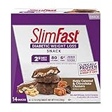 SlimFast Diabetic Friendly Weight Loss Snack, Nutty Caramel & Chocolate Clusters, Low Carb with Zero...