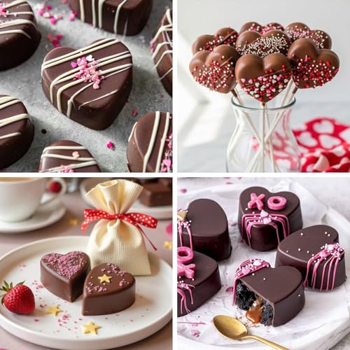 Image of Sakolla 2 Pack 8 Cavity 2.7″ Heart Chocolate Molds Silicone | Food-grade Silicone Molds, Soap Making Molds for Chocolate, Candy, Mousse, Cake Pop, Jelly, Pudding