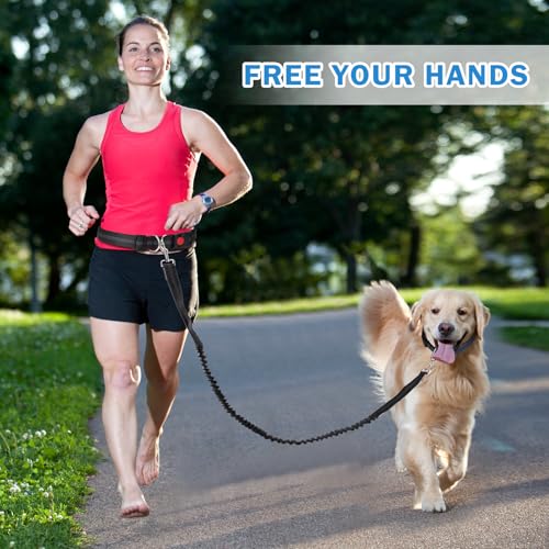 GOTDYBST Joggingleine Hunde Mit Halsband: Bauchgurt Hundeleine,Freihändig Laufleine,Hundehalsband,Für Mittelgroße und Große Hunde,Geeignet zum Joggen, Laufen und Wandern
