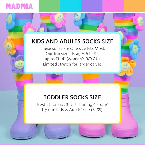 Image of MADMIA Oopsie Daisy Knee-High Socks - Colorful Dress-Up Socks for Kids & Adults, Fun Crazy Sock Day Gift