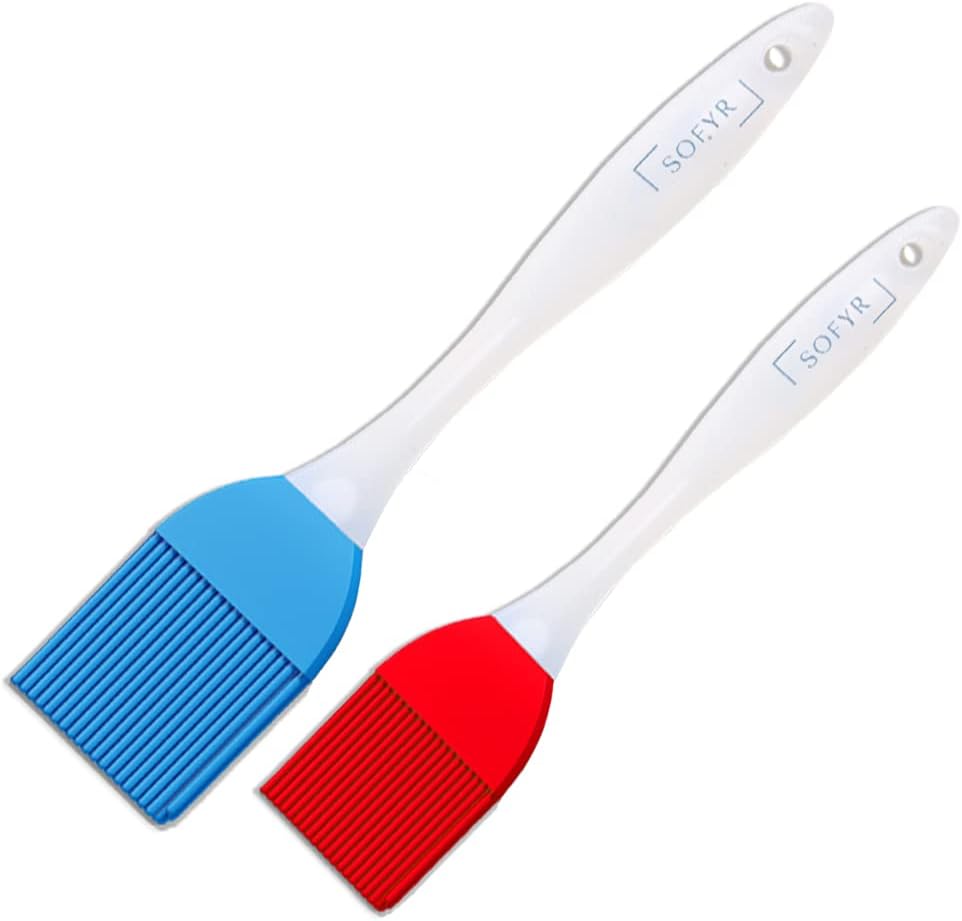 SOFYR Red & Blue Pastry Brushes 6" & 8" for Cooking, Baking & Barbecue