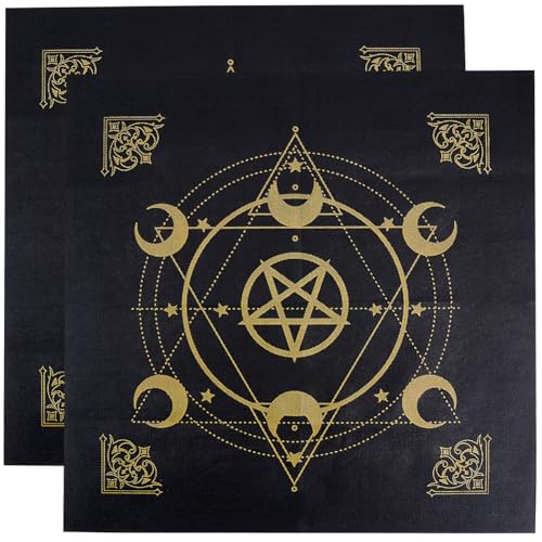 CREATCABIN 2 Nappe Carrée Tissu D'Autel pour Tarot Lunaire Tissu Non Tissé Pentagramme Doré Tissu Spirituel Couverture Table Tarot Noire pour Décoration Cadeau Fournitures Sorcellerie Wiccan 49x49cm CREATCABIN 2 Nappe Carrée Tissu D'Autel pour Tarot Lunaire Tissu Non Tissé Pentagramme Doré Tissu Spirituel Couverture Table Tarot Noire pour Décoration Cadeau Fournitures Sorcellerie Wiccan 49x49cm