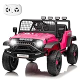 HAUSPROFI Elektroauto für Kinder, Elektro Kinderauto mit Fernbedienung, 12V 4,5AH Batterie, Geschwindigkeitsstufen, Musik, Bluetooth, LED-Leuchten und Sicherheitsgurt, für Kinder ab 3-6 Jahren (Rosa)