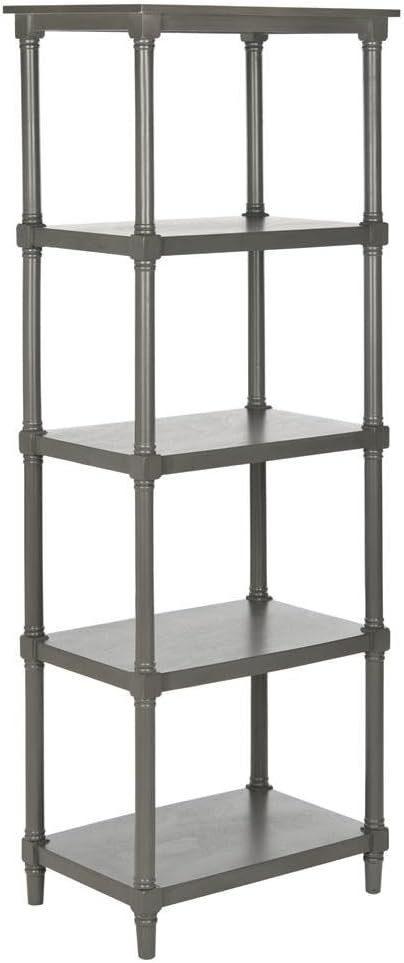 Transitional Gray Pine Wood 5-Tier Spindle Bookcase