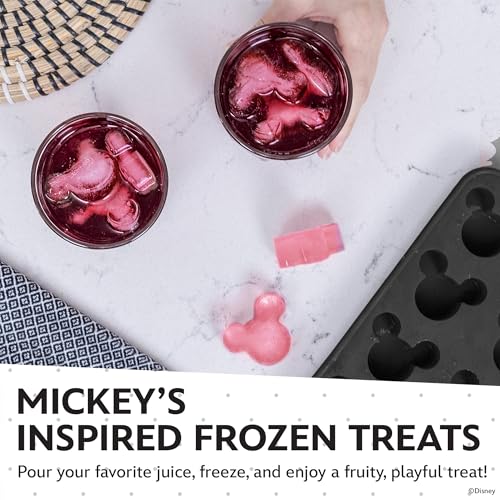Image of Disney Mickey Silicone Ice Cube Tray, 2-Pack 5 inchx12.5 inch, BPA-Free | Flexible design pops character-shaped cubes out easily, dishwasher safe, doubles for chocolate and gummies, makes 24 molds