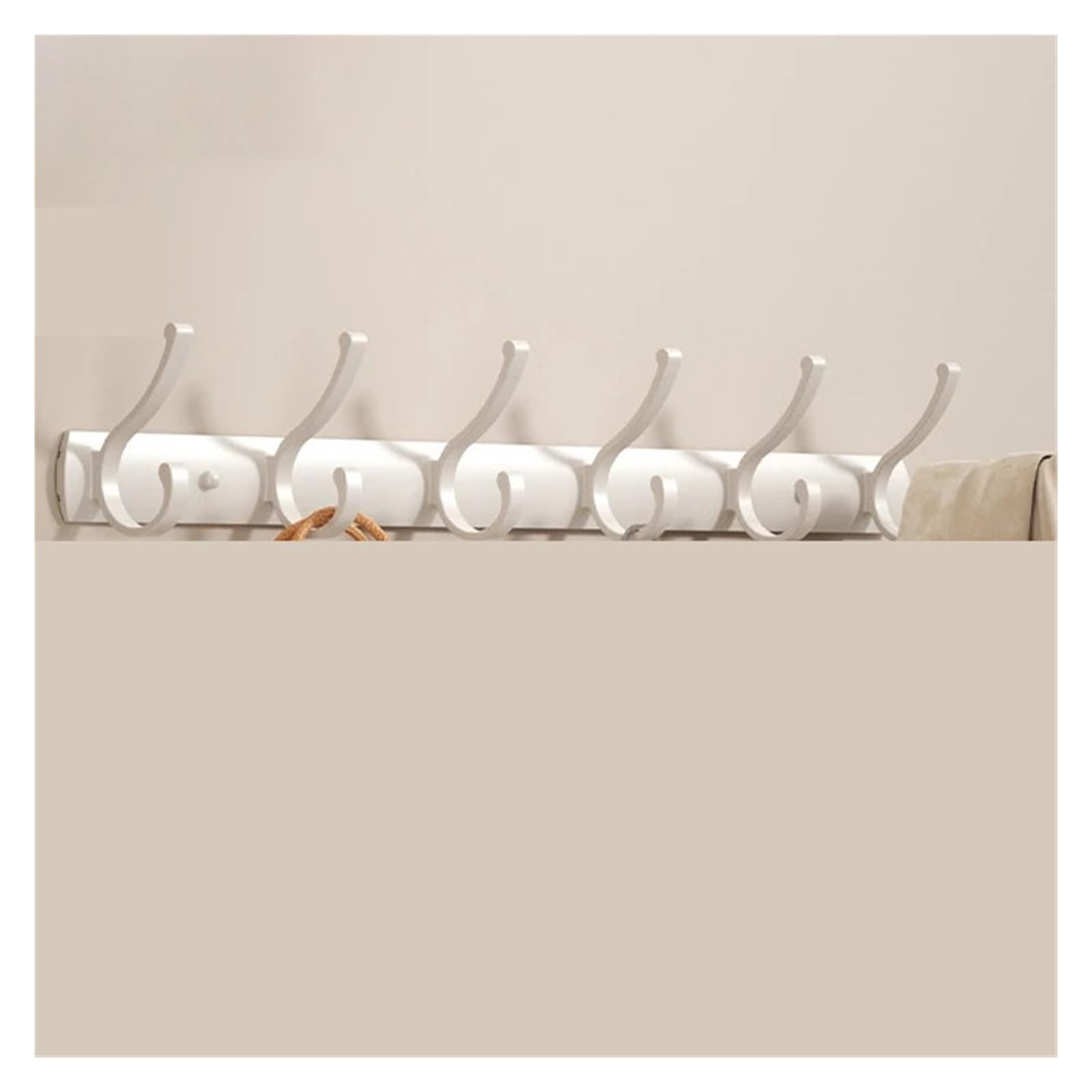 Linypa66 White 6-Hook Coat Rack Wall Mount Black White Wall Hook Coat Racks Key Bag Clothes Hat Robe Hanger Carrying Vintage Hooks To Screw Bathroom Hanging(White 6-Hook)