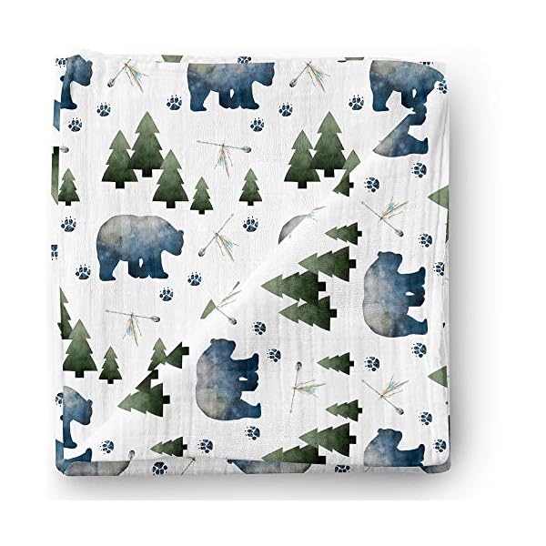 Aenne Baby Musselin Baby Pucksack Pucktuch Puckdecke Waldstammesbär Dimensionen 120 x 120 cm, 1 Stück, luxuriöse weiche…