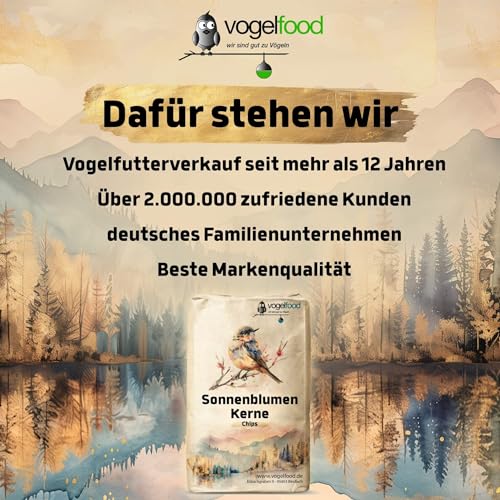 Vogelfood Sonnenblumenkerne geschält gebrochen 25 kg Bruch Vogelfutter Wildvogelfutter Winterfutter Streufutter Sommer und Winter Ideal für Jungtiere ganzjährig geschälte gehackt