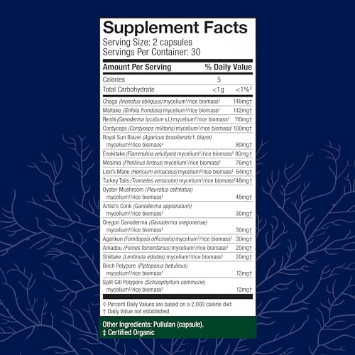 Host Defense MyCommunity Capsules - 17 Species Blend Mushroom Supplement for Immune Support - Herbal Aid with Lion's Mane, Reishi. Chaga, Cordyceps, Turkey Tail & More - 60 Capsules (30 Servings)* - Image 3