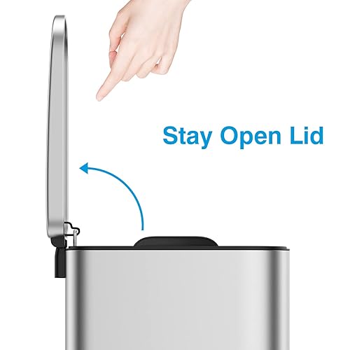 Miniatura 5 de BETHEBEST Bote de basura pequeño de 10 litros 2.6 galones con tapa, cubo de basura delgado para baño con papelera extraíble para dormitorio, oficina