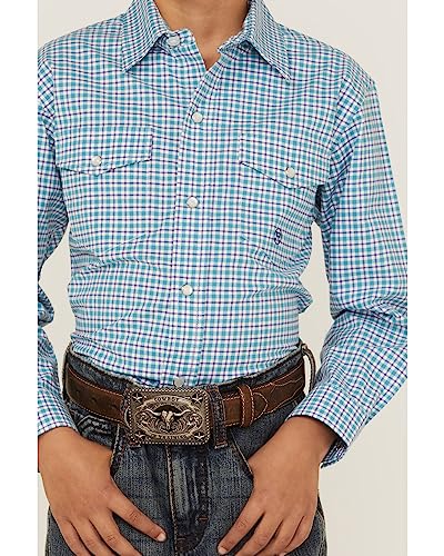 BOYS LONG SLEEVE SNAP STRETCH CHECK WESTERN SHIRT3