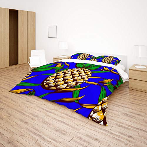 Housse de couette ananas jaune lit double polyester chambre - 5