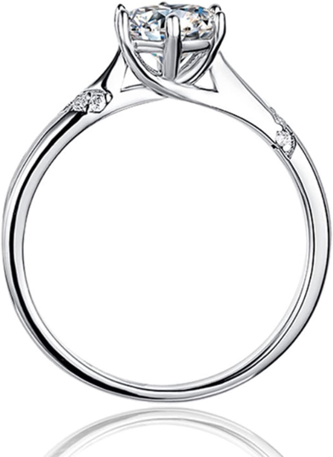 Women Ring Fashion 925 Sterling Silver Rings Engagement Ring Heart Prong Solitaire Design Moissanite Promise Ring Vintage for Women