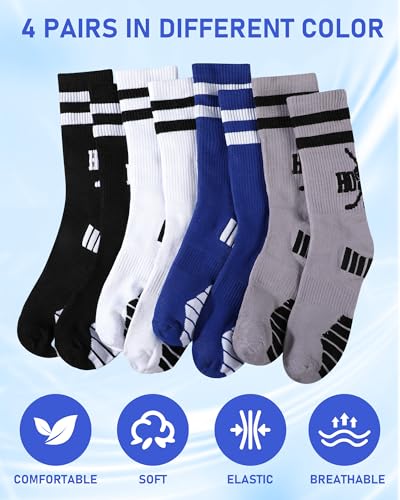 Shihanee 4 Pairs Men's Hockey Socks Novelty Athletic Mid Calf Skate Birthday Performance Socks Gift for Hockey Player Lover Fans Coaches3