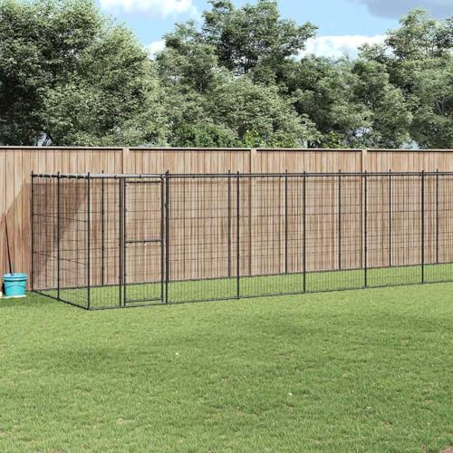 Vopese Hundehütte Spiel Paradies Pulverbeschichteter Stahl PE Schwarz Silber 990x220x180cm Model3082296