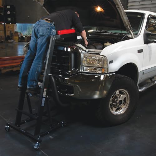 Image of Performance Tool W85038 High Top Adjustable Creeper to Work On Vehicles, Black /Red, 45-66-inch Height
