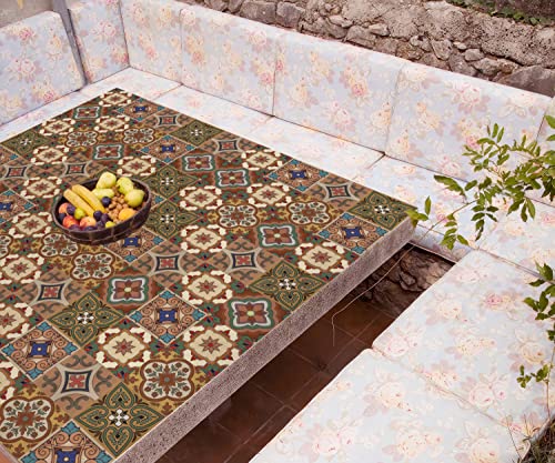 Image of WallDesign Vinyl Spanish Terracota Mosaic Self Adhesive Tile Sticker - 24 X 32 Inch Durable Surface Decoration Film For Kitchen, Cabinet, Table, Furniture, Wall, Bathroom, Door, Refurbishment