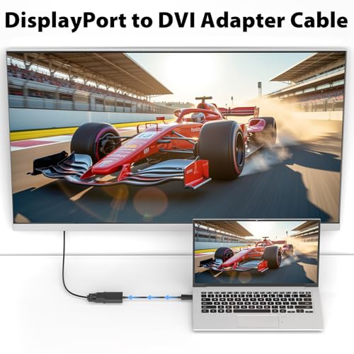 Adaptador Cyberguys DisplayPort a DVI negro miniatura 3