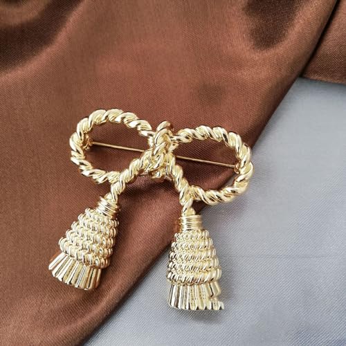 Image of Vintage Ribbon Bow Brooch Pin Exaggerated Bow Knot Lapel Pins Clip Shawl Hat Suit Dress Accessories Brooches Pins Unique Birthday Christmas Jewelry Gifts for Women Girls Mother