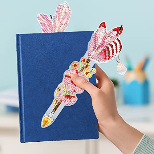 Lusandy 6Pcs 5D Diamond Painting Bookmarks Kits 7.9Inch Diy Crystal Flowers Arrows Diamond Art Acrylic Bookmark With Tassel Crystal Pendant Bookmark For Home Office Read & Crafts Lovers #TOP1