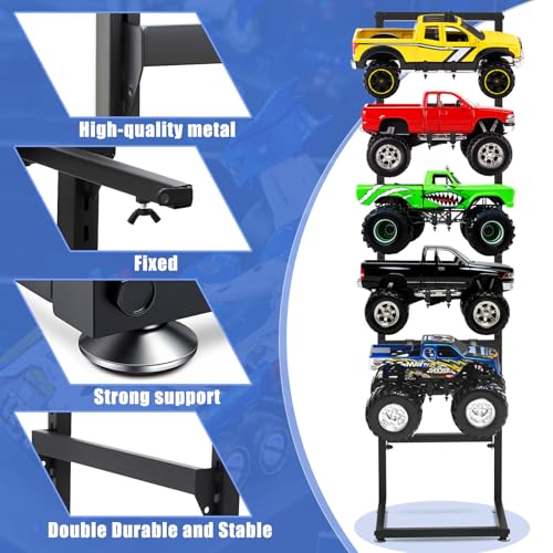 Image of AceOrbit Rc Car Stand 5 Layer Adjustable Wall Mount Car Display Rack with Screws Crawler 15 inch x 13 inch x 60 inch Storage System for 1 /10 1 /12 1 /18 1 /24 1 /32 Multiple Scale Cars /Trucks Stand Shelf(Black)