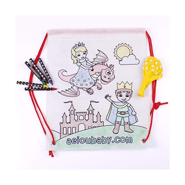 Mochilas para Colorear | Bolsas Individuales con 5 Ceras de Colores y Globo | Regalo niños Fiestas y cumpleaños - Imagen 12