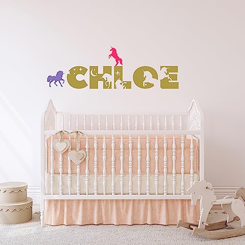 Vinilo Decorativo Nombre Unicornio Personalizable para Niñas miniatura 6