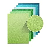 Glitter Cardstock Paper, 30 Sheets 250gsm Glitter Paper, Premium A4 Sparkle Shinny Craft Paper, 6 Colors Card Stock for DIY Projects, Crafts, Scrapbook, Birthday and Wedding Party Decor-Forever Green