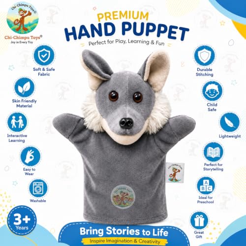 Image of Fox Hand Puppet for Kids | Soft Plush Animal Puppet | Educational Storytelling Toy | Interactive Role Play | Preschool Learning | Gift for Boys & Girls