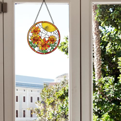 PLIGREAT Sunflower Stained Glass Window Hanging - Image 4