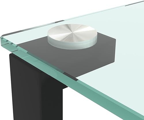 Miniatura 6 de AVGVLIJ Double Coffee Table, Tempered Glass, Small Coffee Table, Square Glass Coffee Table, Metal Legs, Black