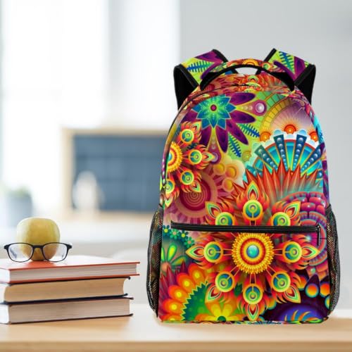 Mochila impermeable para niños con estampado floral y protector de bolsa para libros 5