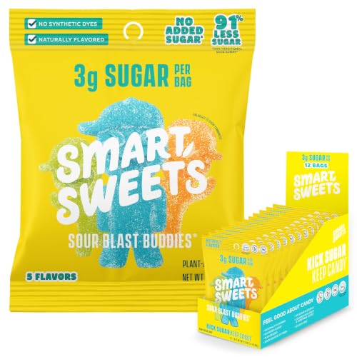 Image of SmartSweets Sour Blast Buddies, Low Sugar Sour Gummy, 1.8oz Bags, 12 Pack