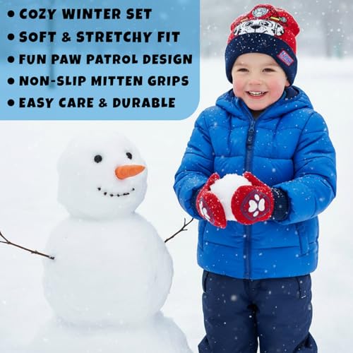 Image of Nickelodeon Boys Paw Patrol Winter Hat, 2 Pair Gloves or Mittens (Toddler /Little Boys)